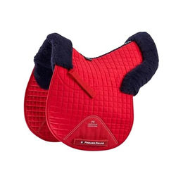 Premier Equine Sattelunterlage GP Jump Numnah aus synthetischem Schafsfell in Rot – Bild 1 von 3