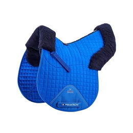 Premier Equine Sattelunterlage GP Jump Numnah mit integrierter dämpfender Schafsfell-Imitation Blau Full – Bild 1 von 3