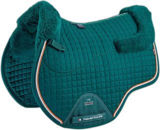 Premier Equine Springschabracke aus Merinowolle CC European Square in Grün für Warmblut Pferde – Bild 1 von 2