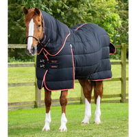 Produktbild von Premier Equine Stalldecke für Pferde mit Halsteil aus Polyester in Schwarz 160 cm - 450 g