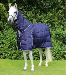 Produktbild von Premier Equine Stalldecke für Pferde mit Halswärmer in Blau aus Polyester