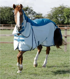 Premier Equine Stay-Dry Fliegendecke für Pferde aus Mesh in Blau – Bild 1 von 5