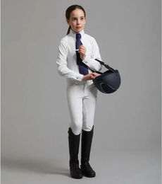 Produktbild von Premier Equine Tessa Mädchen Turnier-Reithemd aus Baumwolle Weiß für Kids 11/12 Jahre