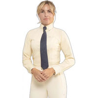 Produktbild von Premier Equine Tessa Reitturnierhemd Damen Langarm aus Baumwolle Weiß Beige Größe 42
