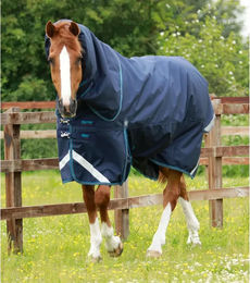 Produktbild von Premier Equine Titan Outdoor-Decke mit Halsteil aus Nylon in Blau