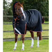 Produktbild von Premier Equine Titan Storm Outdoor-Pferdedecke mit Nackenrolle in Schwarz - 450 g