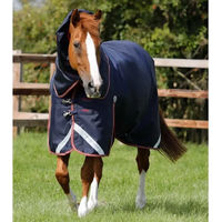Produktbild von Premier Equine Titan Trio Complete Outdoor-Decke für Pferde mit Nackenrolle in Blau 168 cm