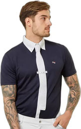 Premier Equine Turnier-Reithemd Antonio Reitshirt Blau Weiß Größe L – Bild 1 von 6