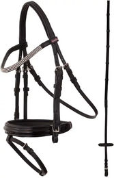 Produktbild von Premiere Ajaccio Leder-Trense mit Zügel für Shetty in Schwarz und Silber