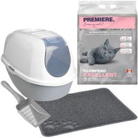 Produktbild von PREMIERE AniOne Katzenhygiene Erstausstattungsset mit offener Schalentoilette aus Kunststoff in Grau Größe S - 12 kg