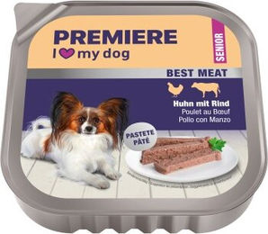 Premiere Best Meat Hund Nassfutter Senior Huhn mit Rind Paté mit hohem Fleischanteil 16x100 g – Bild 1 von 1