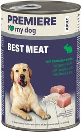 Produktbild von Premiere Best Meat Nassfutter Hund Adult Kaninchen und Reis mit hohem Fleischanteil 6x400 g
