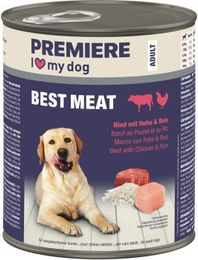 Produktbild von Premiere Best Meat Nassfutter Hund Adult Rind mit Huhn und Reis Hoher Fleischanteil 6x800 g