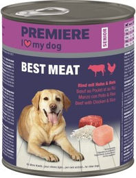 Produktbild von Premiere Best Meat Nassfutter Hund Senior Rind mit Huhn und Reis mit hohem Fleischanteil 6x800 g