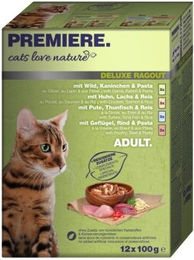 Produktbild von Premiere cats love nature Deluxe Ragout Mix Katzenfutter Stückchen in Sauce 12x100g - 12 x 100 g