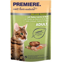 Produktbild von Premiere cats love nature Deluxe Ragout Nassfutter Katze Adult Huhn Lachs und Reis 48x100 g - 48 x 100 g