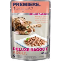 Produktbild von Premiere Deluxe Ragout Adult Katzenfutter mit Lachs Stückchen in Sauce 22x85 g - 22 x 85 g