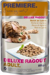 Produktbild von Premiere Deluxe Ragout Adult Katzenfutter mit Lamm Stückchen in Sauce 88x85 g - 88 x 85 g