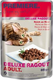 Produktbild von Premiere Deluxe Ragout Adult Katzenfutter mit Rind und Sauce 22x85 g - 22 x 85 g