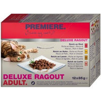 Produktbild von Premiere Deluxe Ragout Adult Katzenfutter Stückchen in Sauce Getreidefrei 12x85g - 12 x 85 g