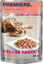 Produktbild von Premiere Deluxe Ragout Adult Stückchen in Sauce mit Lachs 44x85 g - 44 x 85 g