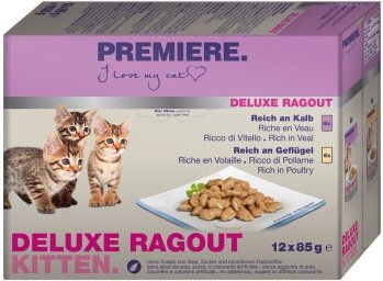 Produktbild von Premiere Deluxe Ragout Kitten Stückchen in Sauce Getreidefrei 12x85g - 12 x 85 g