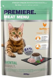 Produktbild von Premiere Dental Geflügel Dentalsnack Trockenfutter für erwachsene Katzen zur Zahnpflege 300 g - 300 g