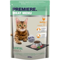 Produktbild von Premiere Dental Geflügel Dentalsnack Trockenfutter für erwachsene Katzen zur Zahnpflege 300 g - 300 g