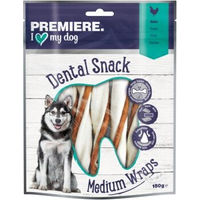 Produktbild von Premiere Dental Wrap Medium Zahnpflege-Snacks für Hunde mit Huhn und Rind 5 Stück 150g