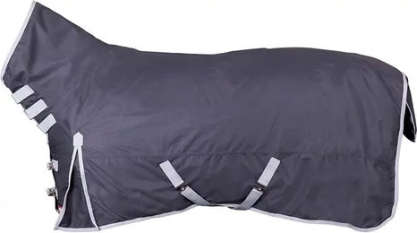 Produktbild von Premiere Equitation All Year 600D Outdoor-Pferdedecke mit Halsteil aus Polyester in Blau und Grau 175/130 cm