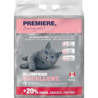 Produktbild von PREMIERE Excellent Klumpstreu Babypuder-Duft 14,4kg - 14,4 kg