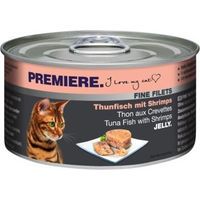 Produktbild von Premiere Fine Filets Katzenfutter Thunfisch mit Shrimps Stückchen in Gelee getreidefrei 12x100 g - 12 x 100 g