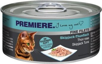 Produktbild von Premiere Fine Filets Naturell Skipjack-Thunfisch Katzenfutter glutenfrei 48x80 g - 48 x 80 g
