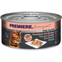 Produktbild von Premiere Fine Filets Naturell Thunfisch mit Shrimps Katzenfutter glutenfrei 12x80 g - 12 x 80 g