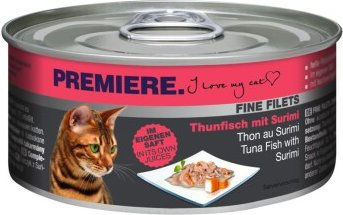 Produktbild von PREMIERE Fine Filets Naturell Thunfisch mit Surimi Leckerli für Katzen 24x80 g - 24 x 80 g