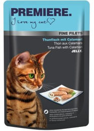 Produktbild von Premiere Fine Filets Thunfisch mit Calamari Katzenfutter 24x100 g glutenfrei - 24 x 100 g