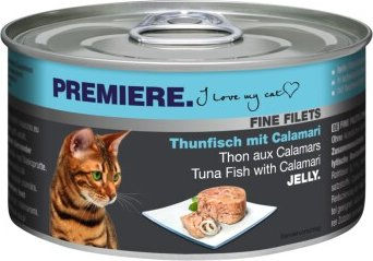 Produktbild von Premiere Fine Filets Thunfisch mit Calamari Stückchen in Gelee getreidefrei 24x100 g - 24 x 100 g