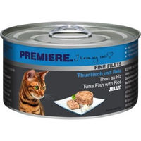 Produktbild von Premiere Fine Filets Thunfisch mit Reis Katzen Nassfutter Stückchen in Gelee getreidefrei 48x100 g - 48 x 100 g