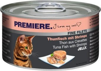 Produktbild von Premiere Fine Filets Thunfisch mit Shrimps Stückchen in Gelee getreidefrei 24x100 g - 24 x 100 g