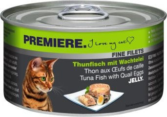 Produktbild von Premiere Fine Filets Thunfisch mit Wachtelei Stückchen in Gelee für Katzen 12x100 g getreidefrei und glutenfrei - 12 x 100 g