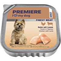 Produktbild von Premiere Finest Meat Nassfutter Hund Adult Huhn mit Lamm Stückchen in Sauce ohne Zucker und Farbstoffe 10x150 g