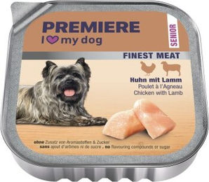 Produktbild von Premiere Finest Meat Nassfutter Hund Senior Huhn mit Lamm Stückchen in Sauce ohne Zucker und Aromastoffe 10x150 g