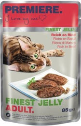 Produktbild von Premiere Finest Nassfutter Katze Adult Rind und Geflügel Stückchen in Gelee ohne Zucker 22x85 g