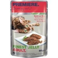 Produktbild von Premiere Finest Nassfutter Katze Adult Rind und Geflügel Stückchen in Gelee ohne Zucker 22x85 g