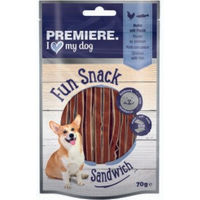 Produktbild von PREMIERE Fun Snack Sandwich Huhn mit Seelachs Trockenfleisch für Hunde 70 g - 70 g