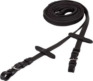 Premiere Gummizügel für Pferde mit Schnallverschluss und Nyloneinlage 16mm Warmblut Schwarz – Bild 1 von 3