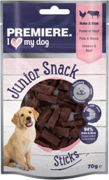 Premiere Junior Kausnack Sticks Huhn & Rind ohne Farb- und Aromastoffe und ohne Zucker 10x70g - 10 x 70 g – Bild 1 von 3