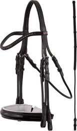 Premiere Kandarenzaum Paris Leder Schwarz Weiß für Warmblut – Bild 1 von 3