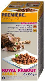 Produktbild von Premiere Katzenfutter Royal Ragout Geflügel und Huhn Stückchen in Sauce getreidefrei 8x100g
