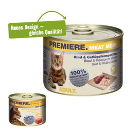 Produktbild von Premiere Meat Menu Adult Hundefutter Rind und Geflügelkomposition getreidefrei ohne Zucker 12x200 g - 12 x 200 g
